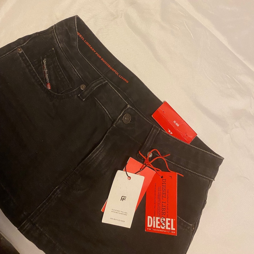 Diesel Black Denim Mini Skirt with Red Tags